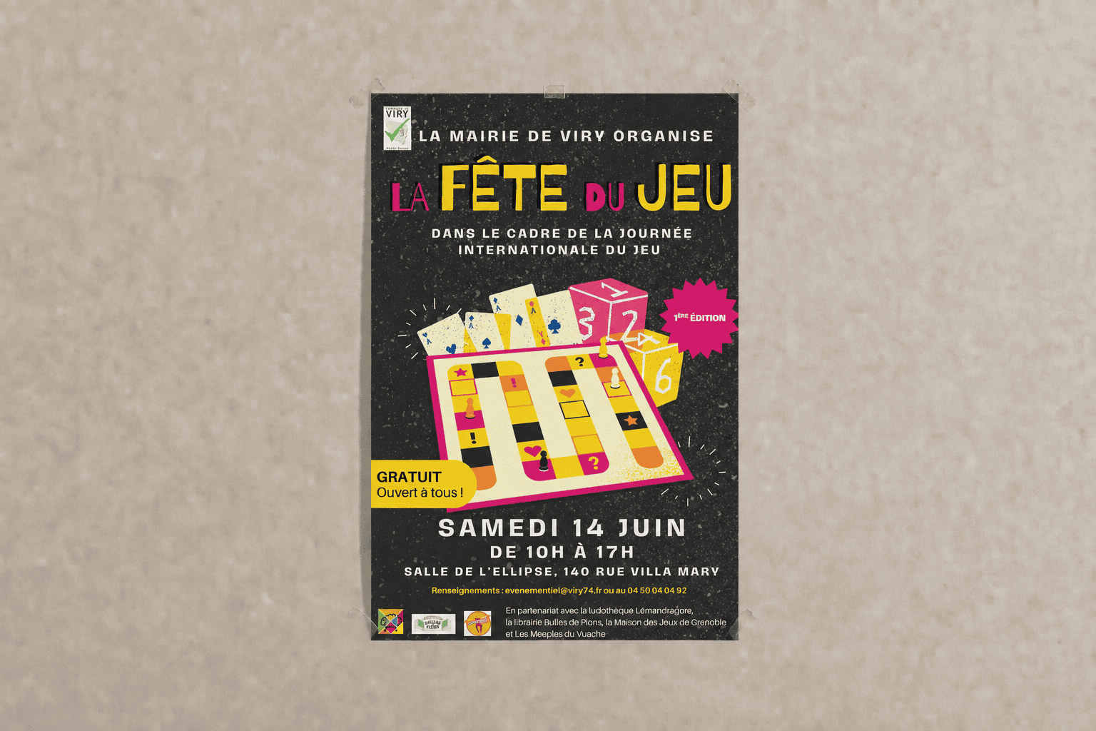 Affiche fête du jeu conçu pour la mairie de Viry en 2023