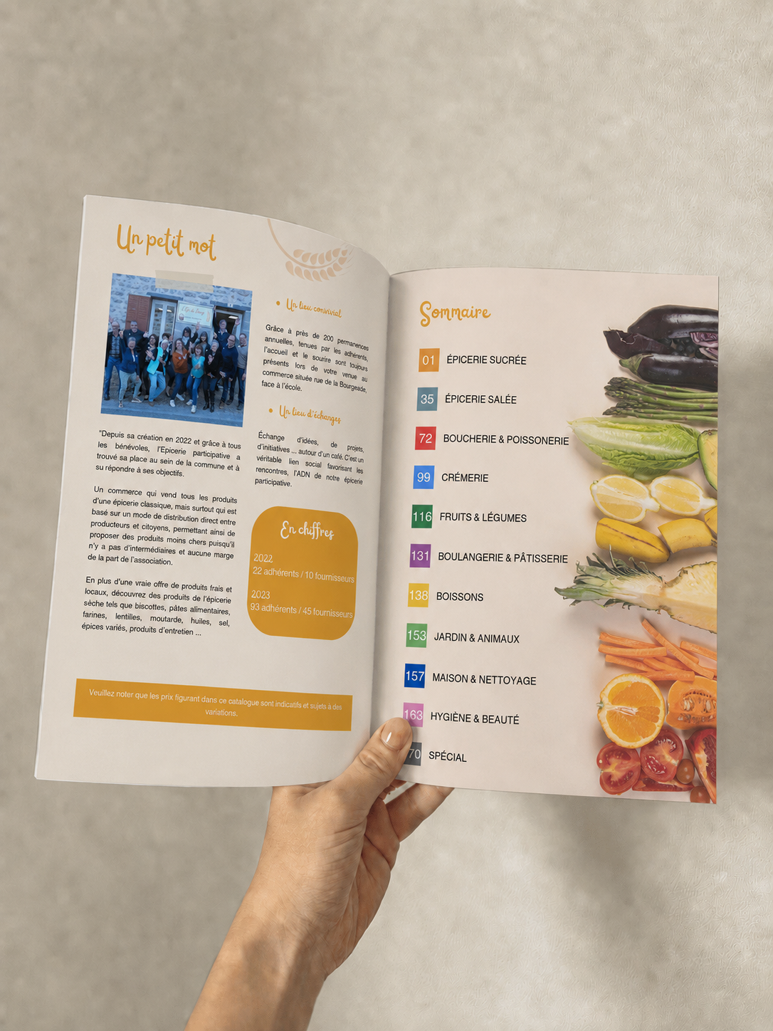 Mise en page du catalogue produits de L’Épi du Bourg