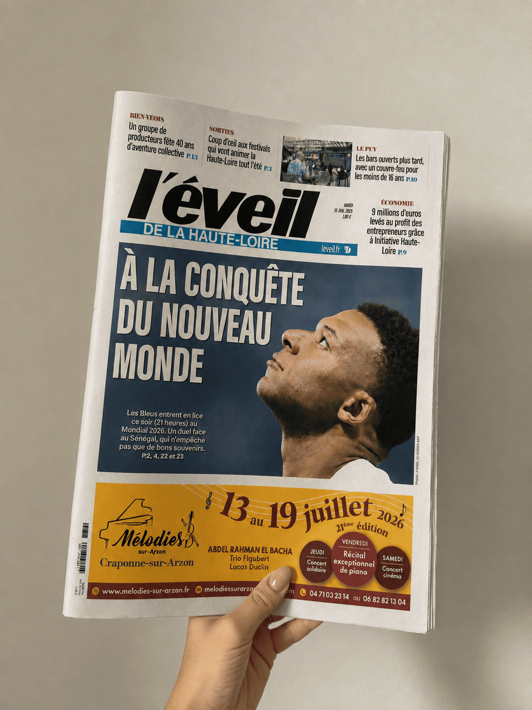 Publicité du festival Mélodies sur Arzon dans le journal L’Éveil