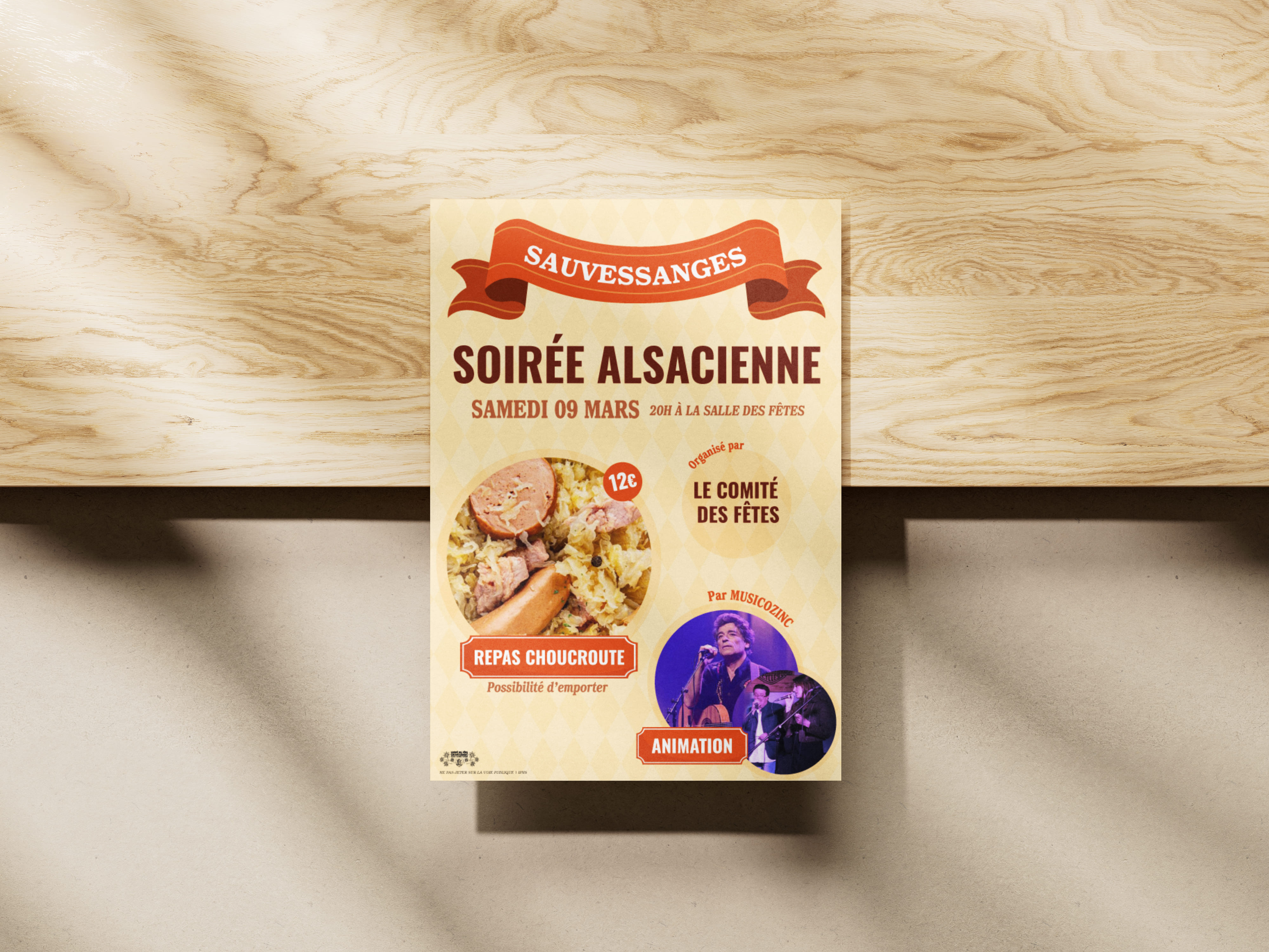 Affiche de la soirée alsacienne du Comité des Fêtes de Sauvessanges